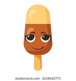 Happy ice cream with a cute smiley face is perfect for packaging design, baby products, branding, promotional materials, summer themes and playful visuals for social media