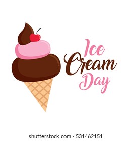 Happy Ice Cream Day Vector Illustration. Suitable for greeting card, poster and banner.