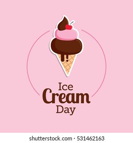 Happy Ice Cream Day Vector Illustration. Suitable for greeting card, poster and banner.