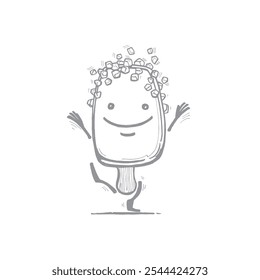 sorvete feliz com nozes, personagem engraçado, vetor