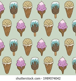 happy ice cream pattern background
