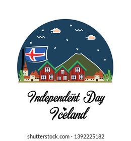 Happy Iceland Independence Day Celebration Flag Vector Template Design Illustration