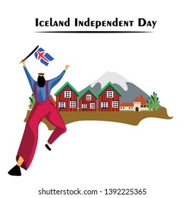 Happy Iceland Independence Day Celebration Flag Vector Template Design Illustration