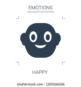 happy icon. high quality filled happy icon on white background. from emotions collection flat trendy vector happy symbol. use for web and mobile