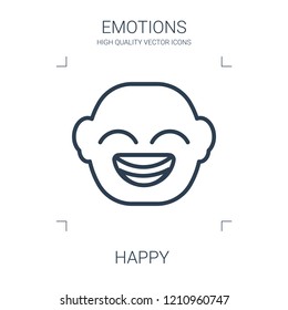 happy icon. high quality line happy icon on white background. from emotions collection flat trendy vector happy symbol. use for web and mobile