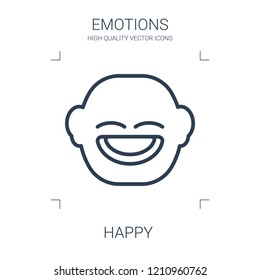 happy icon. high quality line happy icon on white background. from emotions collection flat trendy vector happy symbol. use for web and mobile