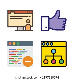 happy icon set. vector set about browser and like icons set.