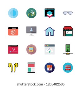 happy icon set. vector set about glasses, shop, browser and studying icons set.