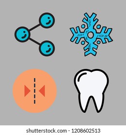 happy icon set. vector set about share, reflection, snowflake and tooth icons set.