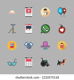 happy icon set. vector set about bus, browser, balloons and glasses icons set.