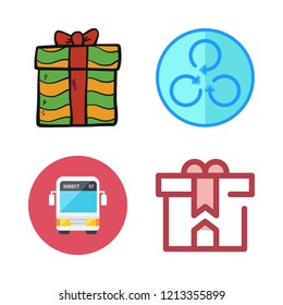 happy icon set. vector set about gift, spin and bus icons set.