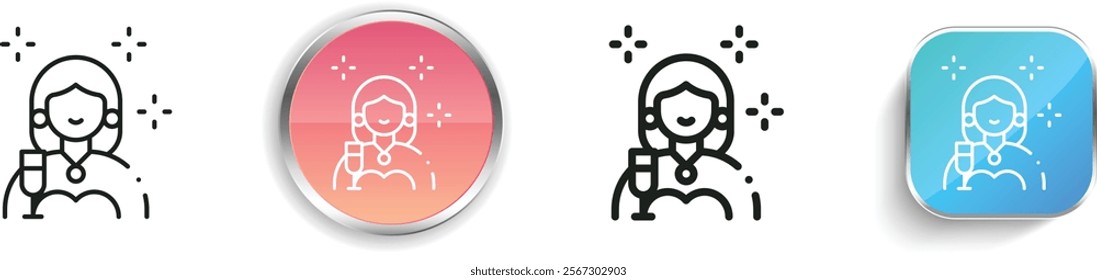 happy icon. Thin Linear, Regular and Button Style Design Isolated On White Background