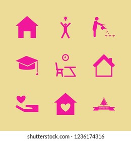 happy icon. happy vector icons set happy man bulb, happy new year, house heart and heart hand