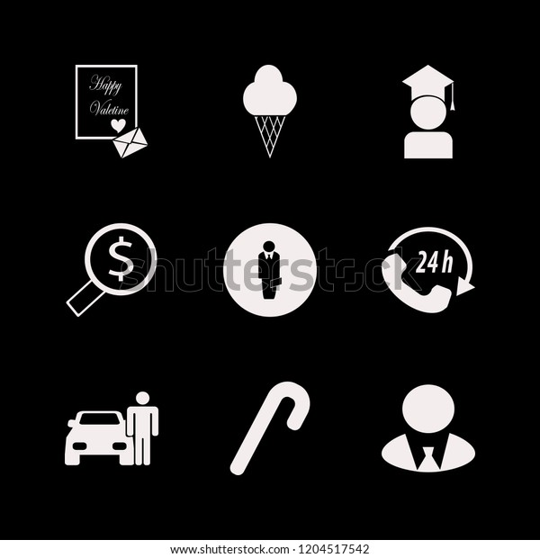 happy icon. happy vector\
icons set graduaded student, christmas candy, looking money and\
businessman