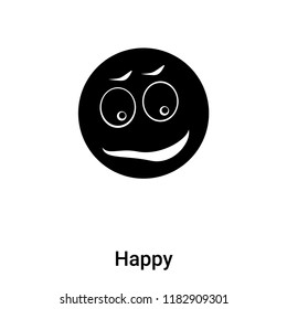 Happy icon vector isolated on white background, logo concept of Happy sign on transparent background, filled black symbol