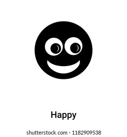 Happy icon vector isolated on white background, logo concept of Happy sign on transparent background, filled black symbol