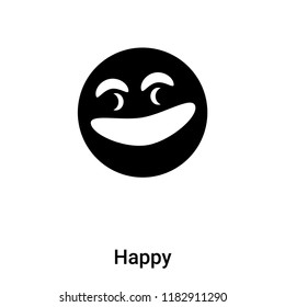 Happy icon vector isolated on white background, logo concept of Happy sign on transparent background, filled black symbol