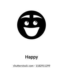 Happy icon vector isolated on white background, logo concept of Happy sign on transparent background, filled black symbol