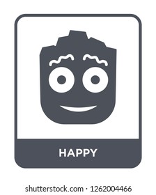 happy icon vector on white background, happy trendy filled icons from Smiles collection, happy simple element illustration