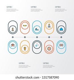 Happy icons colored line set with snowflakes, winter hat, banner and other pizzeria elements. Isolated vector illustration happy icons.