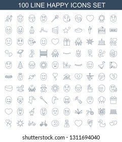 happy icons. Trendy 100 happy icons. Contain icons such as heart, duck, Vegas, Casino boy, laughing emot, child bicycle, bike, sun, heart balloons. happy icon for web and mobile.