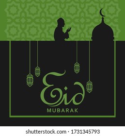 Happy Ied mubarak Islamic celebration day concept, vector illustration, banner and leaflet, illustrator design minimalist