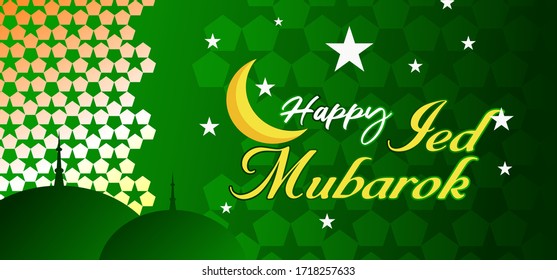 Happy ied mubarak vector on green gradient background