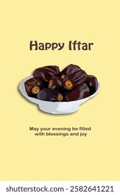 Happy iftar greeting card with dates illustration