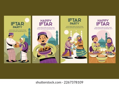 Happy Iftar Moslem Family social media story design