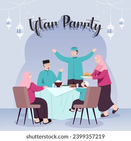 Feliz iftar partido ramadan concepto ilustración