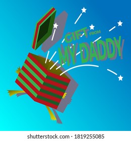 happy illustration of getting a gift from daddy
