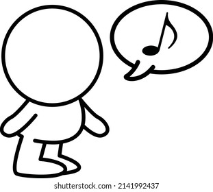 It is a happy illustration of a two-headed white person singing a humming song. 