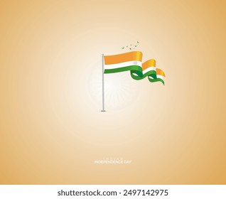 happy independence day, 15 August India independence day concept, flag, birds, vector illustration design.