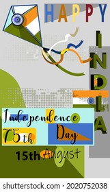 Happy Independence Day. 15th August.The soaring of the kites stands for freedom of the country.Vector for design flyer,invitation, card, poster.