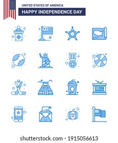 Happy Independence Day 16 Blues Icon Pack for Web and Print baseball; usa; men; united; map Editable USA Day Vector Design Elements