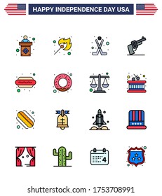 Happy Independence Day 16 Flat Filled Lines Icon Pack for Web and Print dog; american; american; weapon; gun Editable USA Day Vector Design Elements