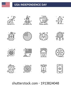 Happy Independence Day 16 Lines Icon Pack for Web and Print drink; desert; usa; plant; cactus Editable USA Day Vector Design Elements