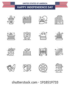 Happy Independence Day 16 Lines Icon Pack for Web and Print american; instrument; usa; drum; office Editable USA Day Vector Design Elements