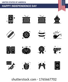 Happy Independence Day 16 Solid Glyphs Icon Pack for Web and Print states; american; independence day; america; sweet Editable USA Day Vector Design Elements