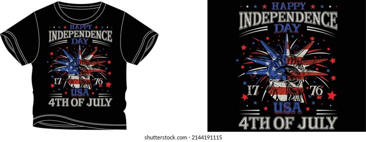 happy independence day 1776 usa 4th of july t-shirt design background color is a black and t-shirt color is a black beautiful color and beautiful design