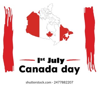 Happy independence day. 1st July Canada Day. Independence day of Canada. Typography against white background, map of Canada. Editable. EPS 10.