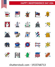 Happy Independence Day 25 Flat Filled Lines Icon Pack for Web and Print food; usa; usa; thanksgiving; american Editable USA Day Vector Design Elements