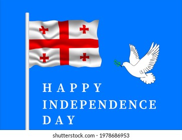 Happy independence day . 26 may Georgia independence day .georgia flag waving in blue sky .  georgia flag with dove bird concept . vector illustration  as a poster banner template poster . svg