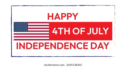 Happy Independence Day, 4 July, USA day flag ribbon with cityscape vector poster. eps vector illustration template design banner poster and card. USA flag with text. 