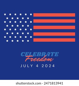  Happy independence day 4 Th July, United states of America day. Social media post Layout design template for independence day social media. 