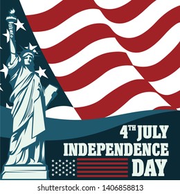 Happy Independence Day 4th July of USA Illustration Vector Template