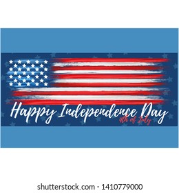 Happy independence day 4th of July. United states of America day greeting card. American flag symbol with paint brush strokes. National patriotic and political holiday poster vector illustration.