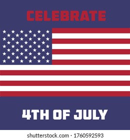 Happy Independence day, 4th July national holiday. Festive greeting card, invitation in USA flag colors. Vector illustration background, web banner.