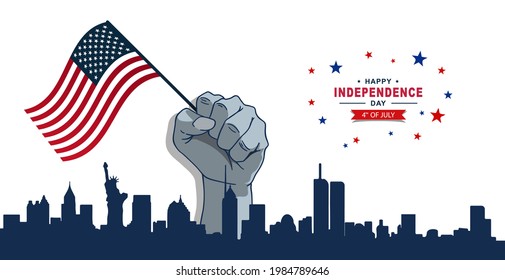 happy independence day 4th of july with american flag background for banner