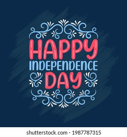 Happy Independence day, Happy 4th of July lettering Free Vector